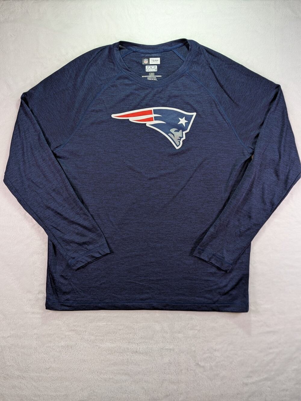 New England Patriots NFL Team Apparel TX3 Cool Shirt Mens Large Navy Blue LS